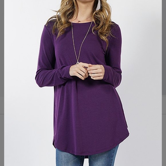 Purple Curve Hem Top - Picture 2 of 2